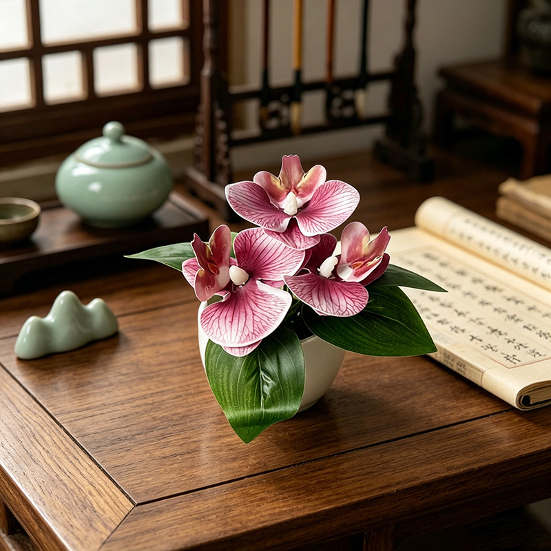 Bonsai Garden Kit - 3-head simulated butterfly orchid potted plant