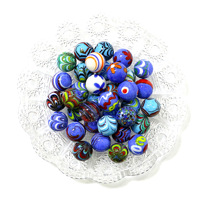 Bonsai Garden Game - 6pcs 16mm Blue Rare Glass Marble