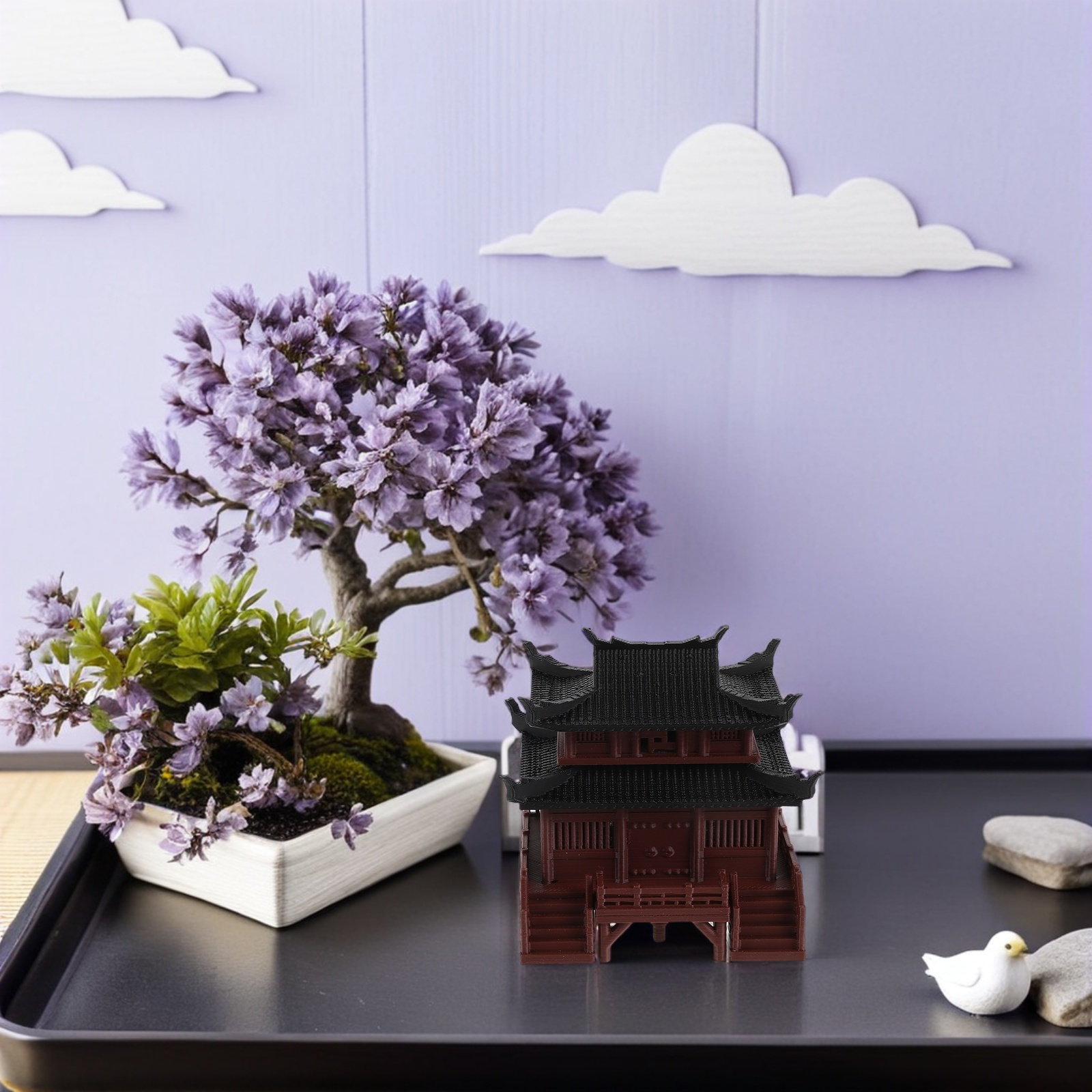 Up Bonsai Garden - Chinese Style Mini Pavilion Ornament Light-Up