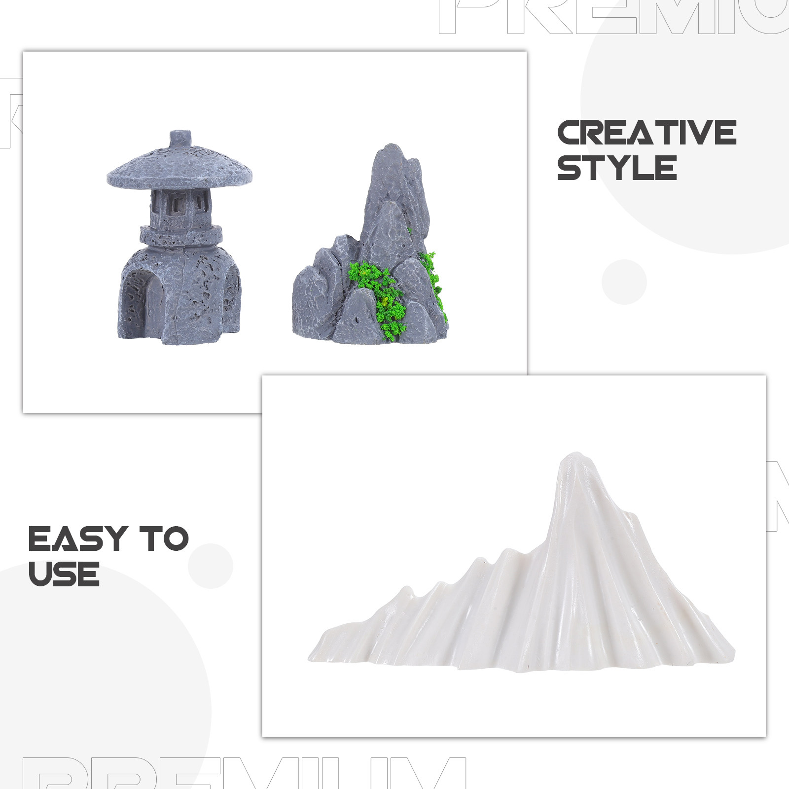 3Pcs Miniature Artificial Land - Bonsai Zen Garden Set avaliação e preço