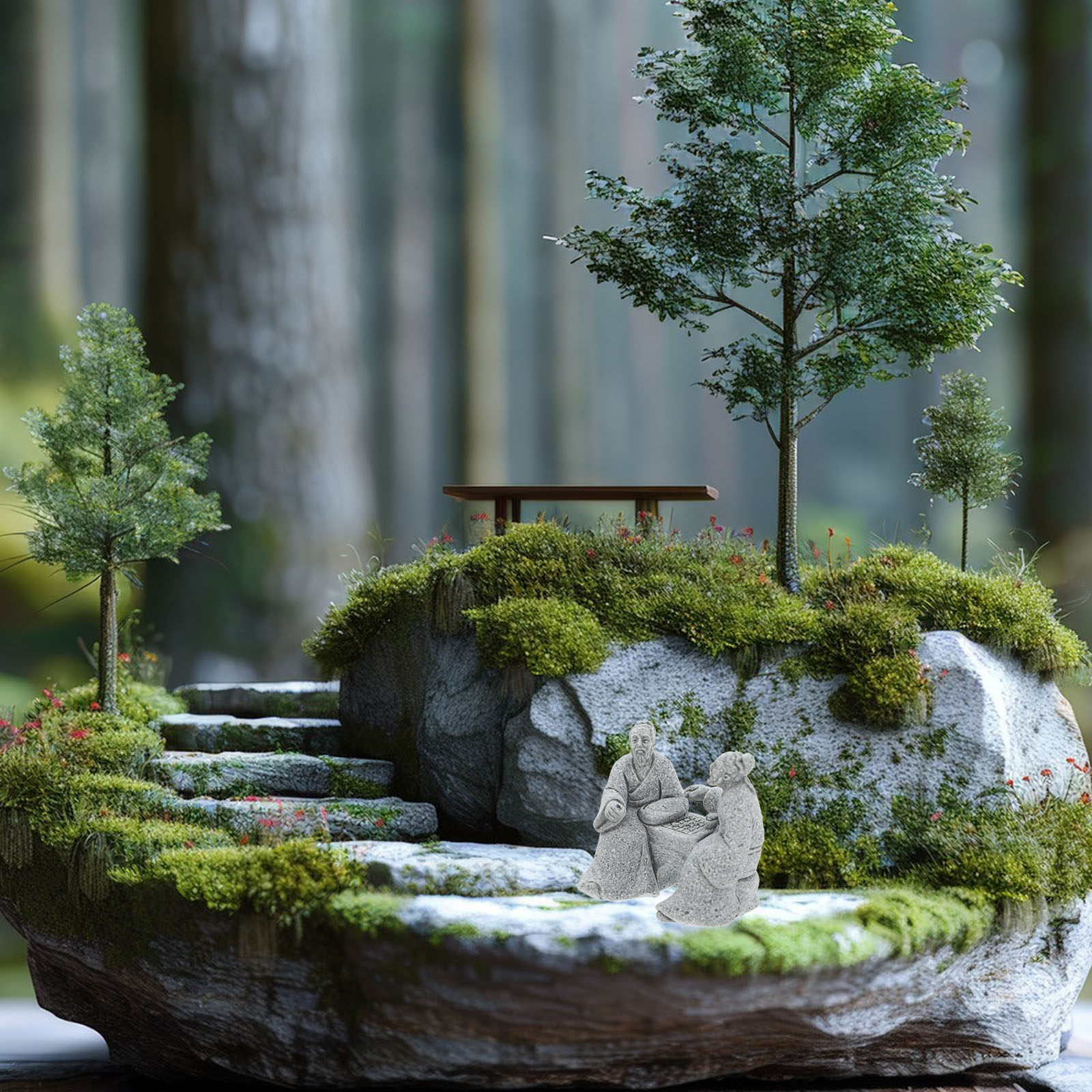 2Pcs Miniature Stone Table Che - Bonsai Zen Garden Set avaliação e preço