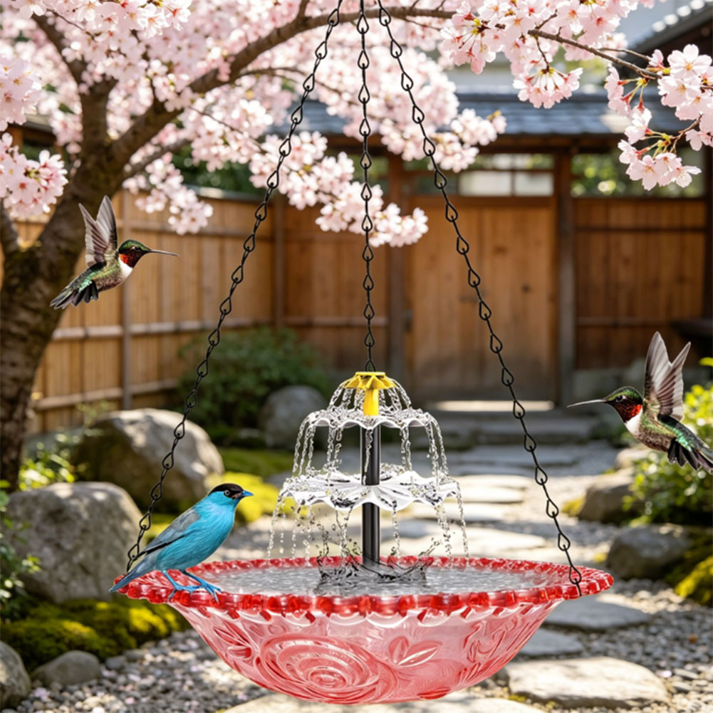 Solar Powered Hanging Birdbath - Bonsai Garden Backyard avaliação e preço