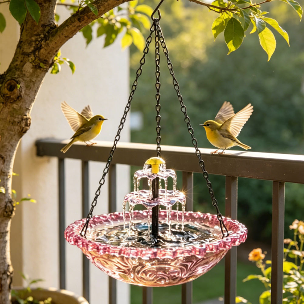 Solar Powered Hanging Birdbath - Bonsai Garden Backyard avaliação e preço