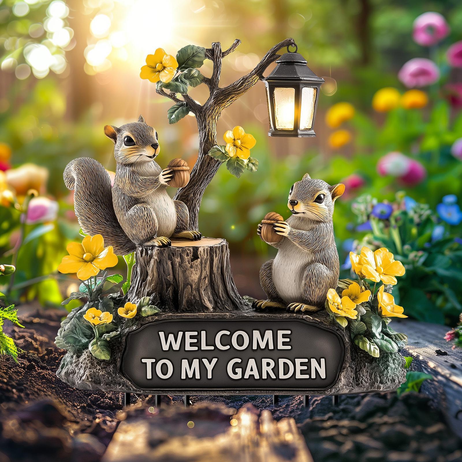 Squirrel Decorative Garden Sta - Bonsai Garden Backyard avaliação e preço