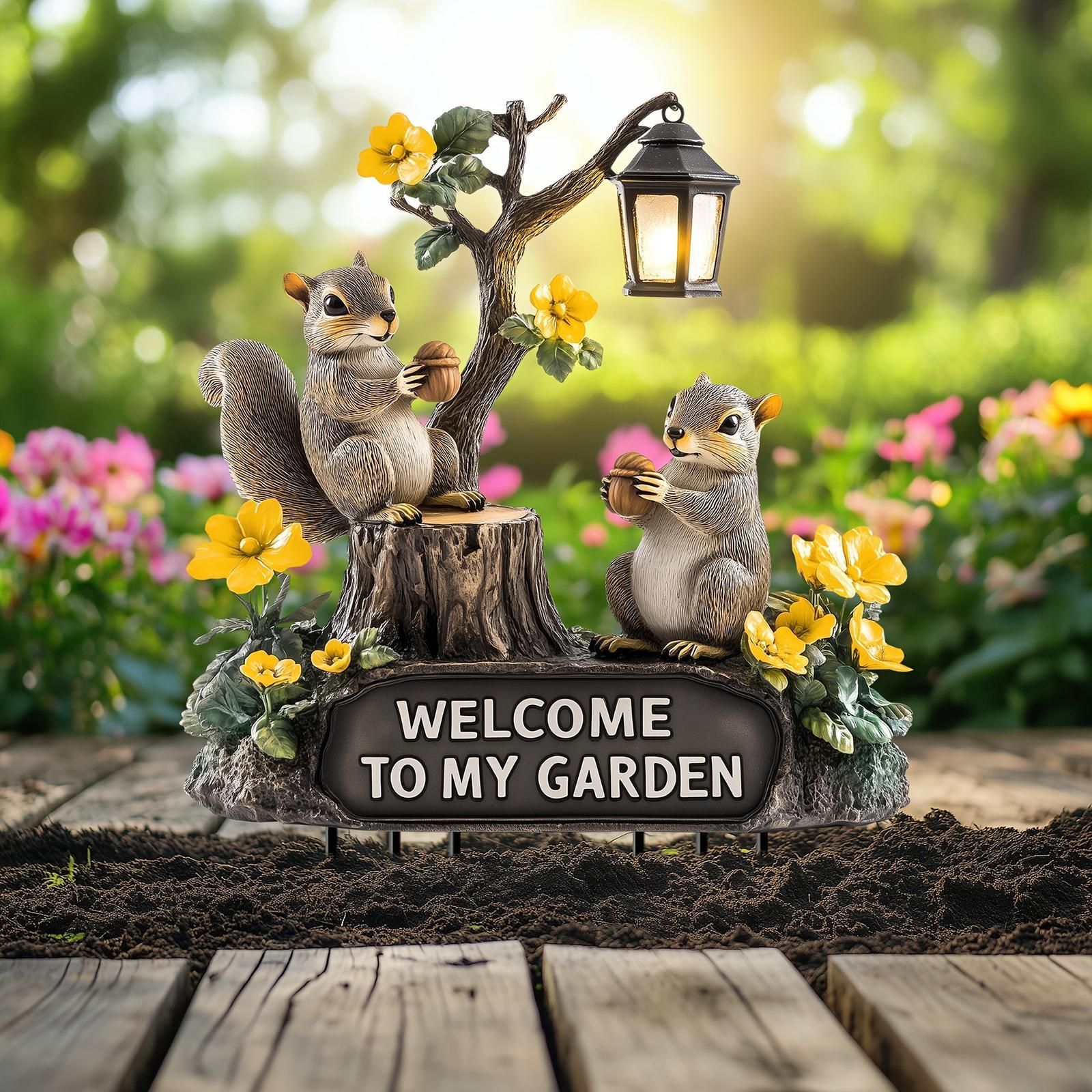 Squirrel Decorative Garden Sta - Bonsai Garden Backyard avaliação e preço