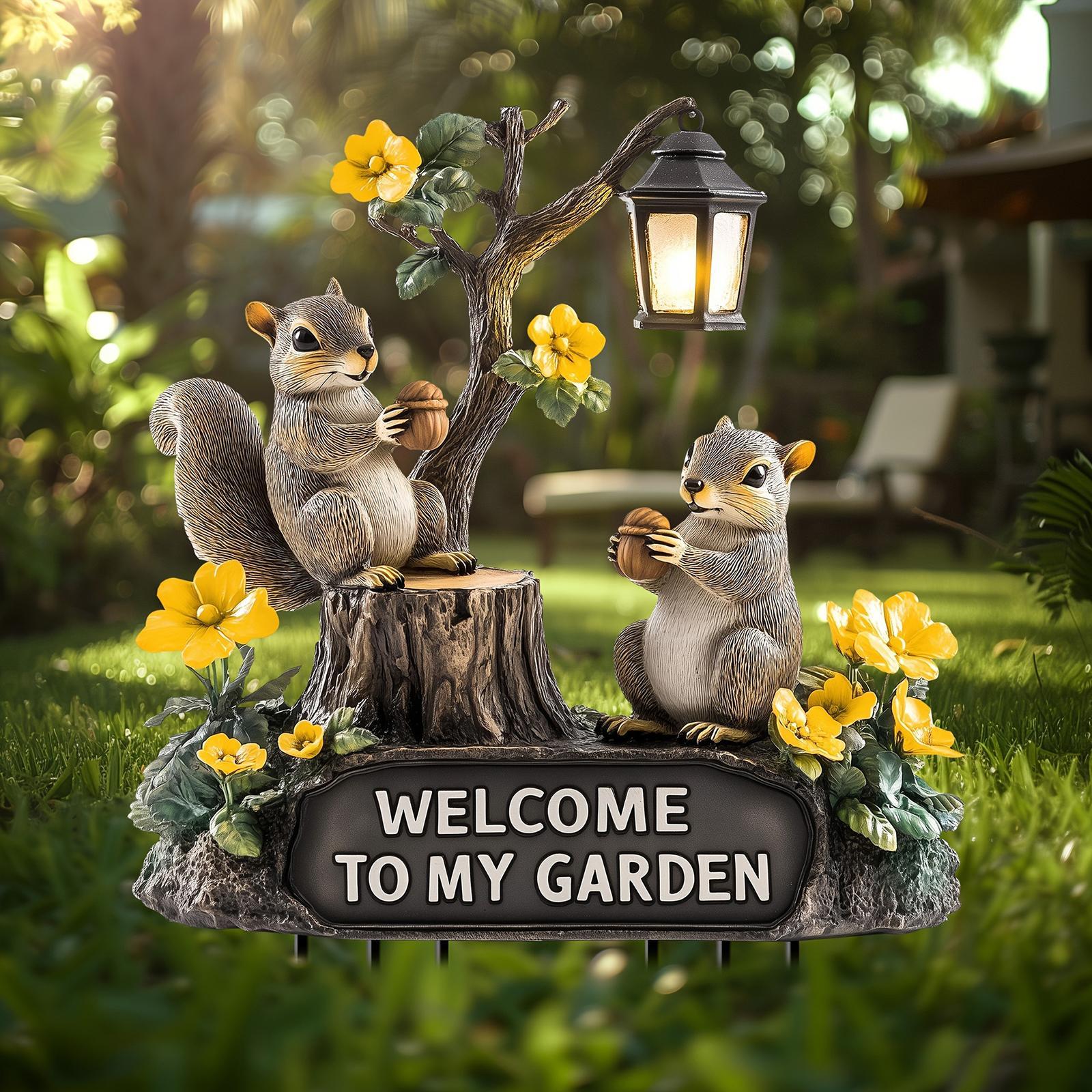 Squirrel Decorative Garden Sta - Bonsai Garden Backyard avaliação e preço